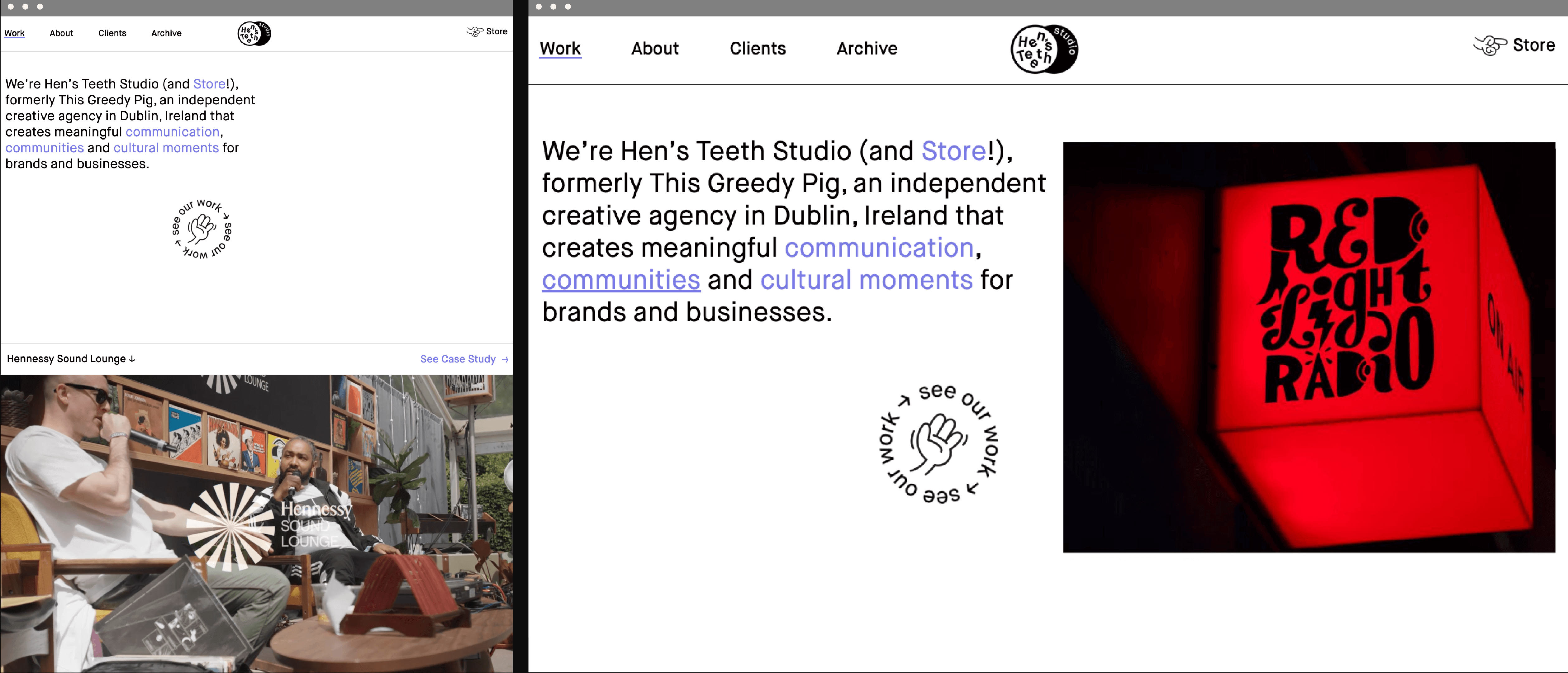 Hen's Teeth Studio Dublin Agency Website